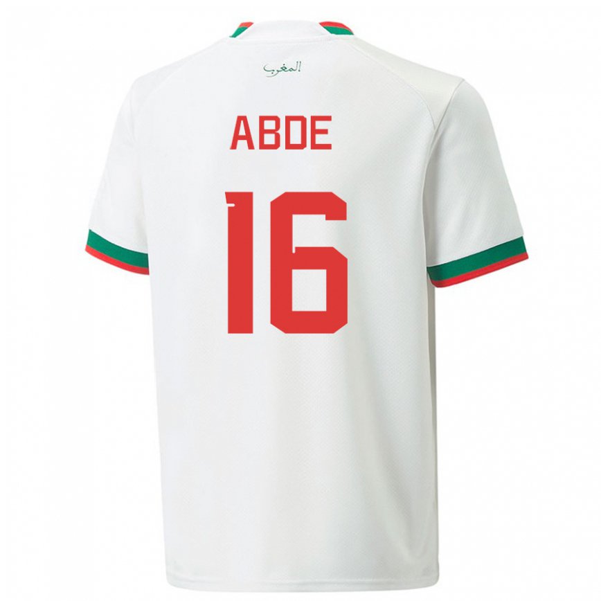 Hombre Camiseta Marruecos Ez Abde #16 Blanco 2ª Equipación 22-24 Perú