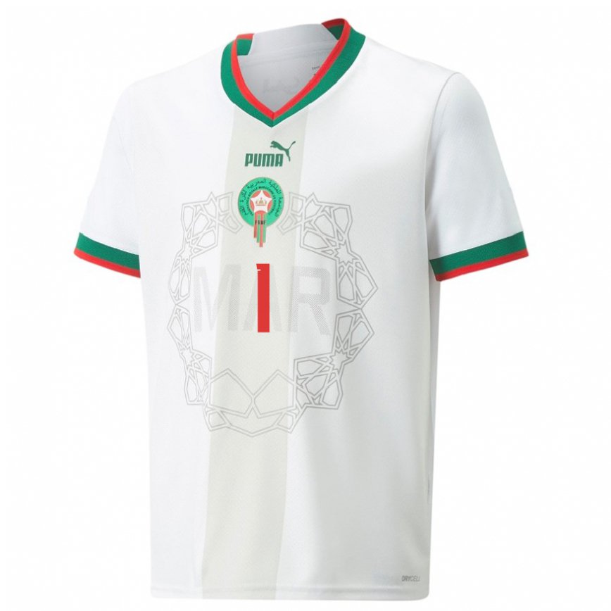 Hombre Camiseta Marruecos Bono #1 Blanco 2ª Equipación 22-24 Perú