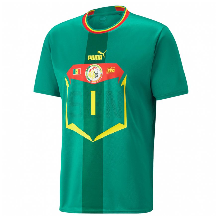 Hombre Camiseta Senegal Timothy Dieng #1 Verde 2ª Equipación 22-24 Perú