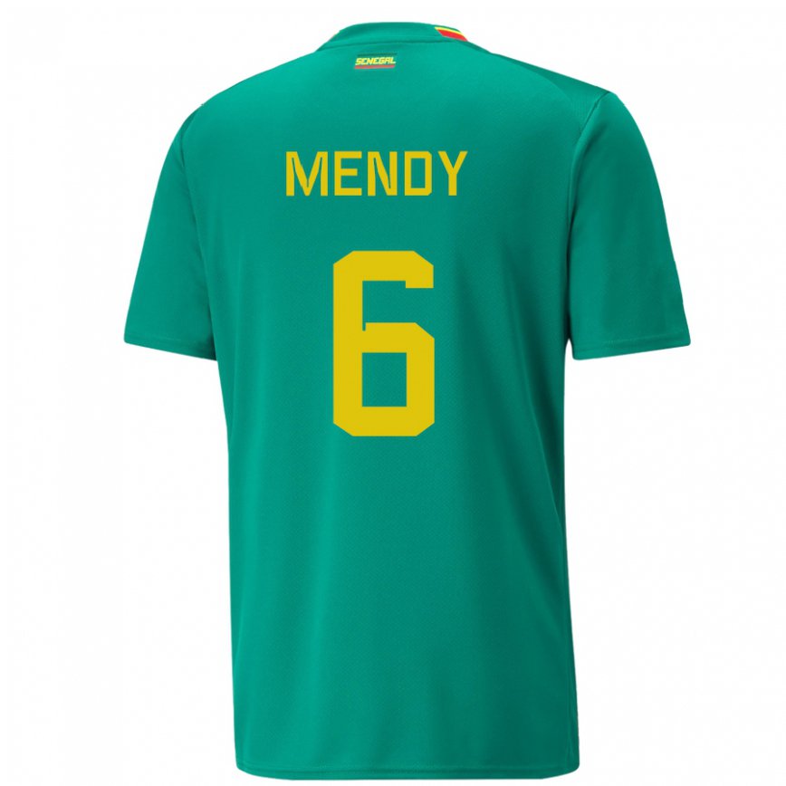 Hombre Camiseta Senegal Nampalys Mendy #6 Verde 2ª Equipación 22-24 Perú