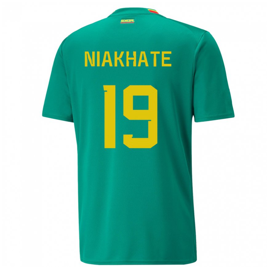 Hombre Camiseta Senegal Moussa Niakhate #19 Verde 2ª Equipación 22-24 Perú