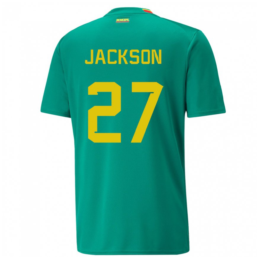 Hombre Camiseta Senegal Nicolas Jackson #27 Verde 2ª Equipación 22-24 Perú