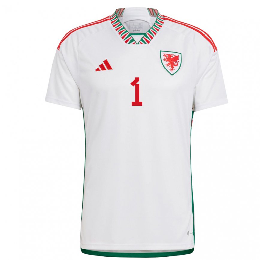 Hombre Camiseta Gales Wayne Hennessey #1 Blanco 2ª Equipación 22-24 Perú