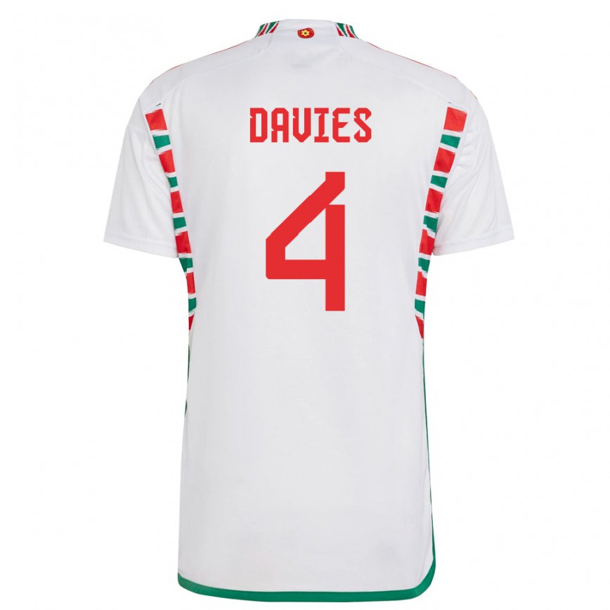 Hombre Camiseta Gales Ben Davies #4 Blanco 2ª Equipación 22-24 Perú