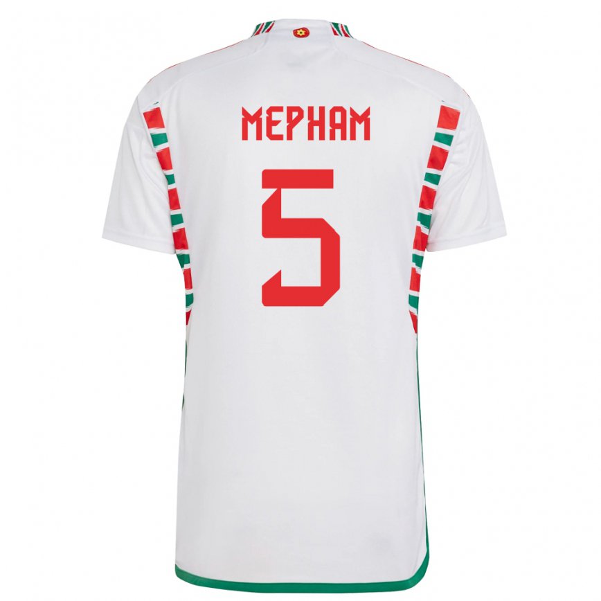 Hombre Camiseta Gales Chris Mepham #5 Blanco 2ª Equipación 22-24 Perú