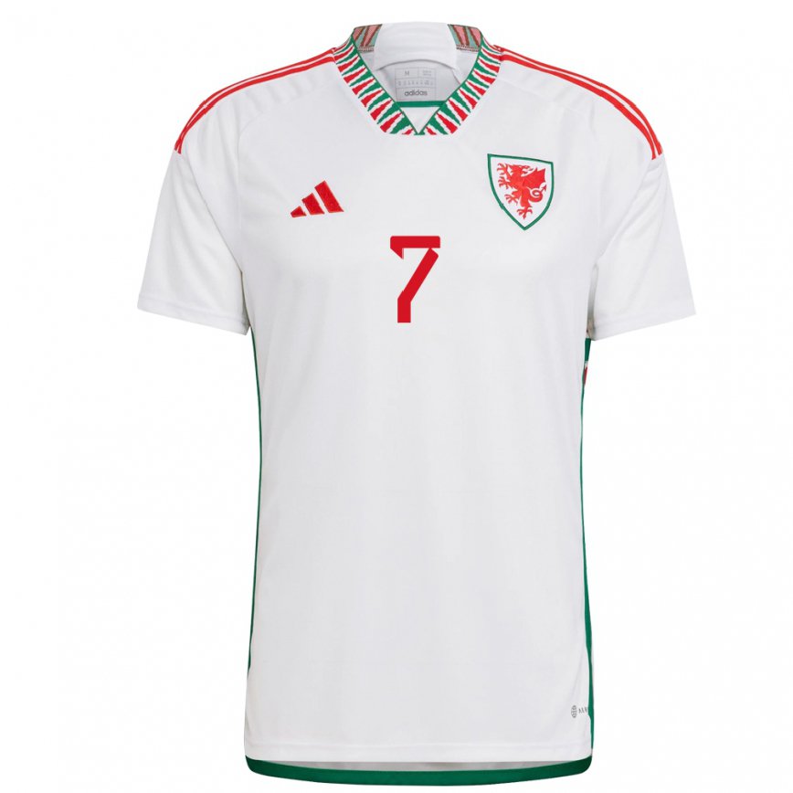 Hombre Camiseta Gales Dylan Levitt #7 Blanco 2ª Equipación 22-24 Perú