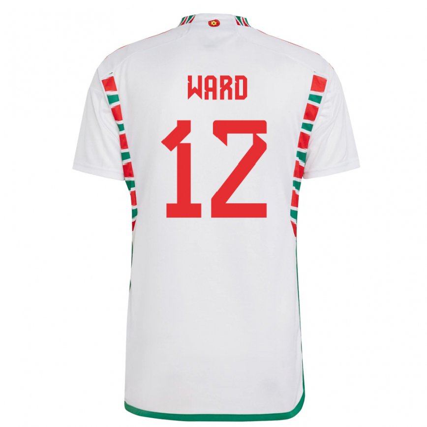 Hombre Camiseta Gales Danny Ward #12 Blanco 2ª Equipación 22-24 Perú