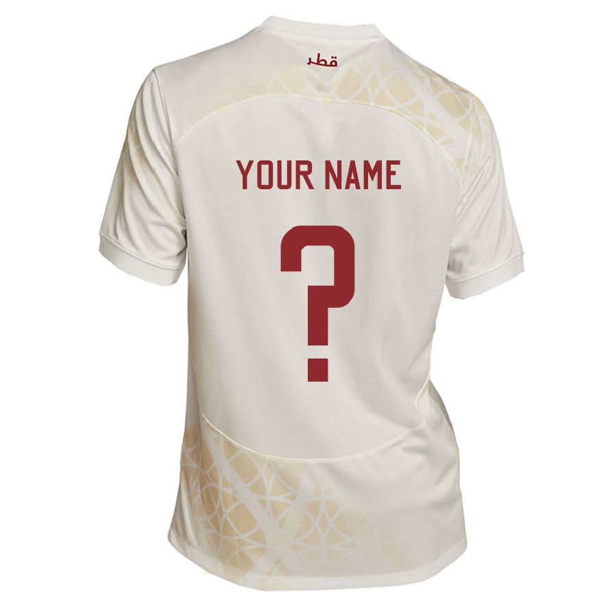 Hombre Camiseta Catar Su Nombre #0 Beis Dorado 2ª Equipación 22-24 Perú