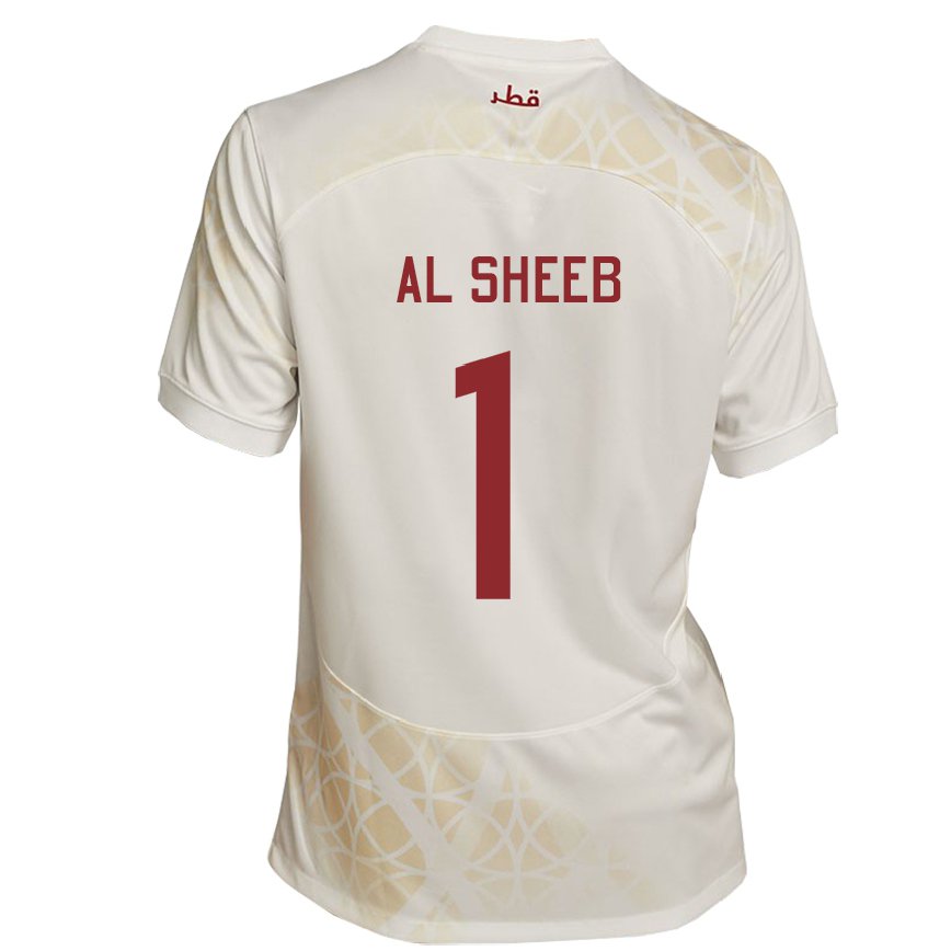 Hombre Camiseta Catar Saad Al Sheeb #1 Beis Dorado 2ª Equipación 22-24 Perú