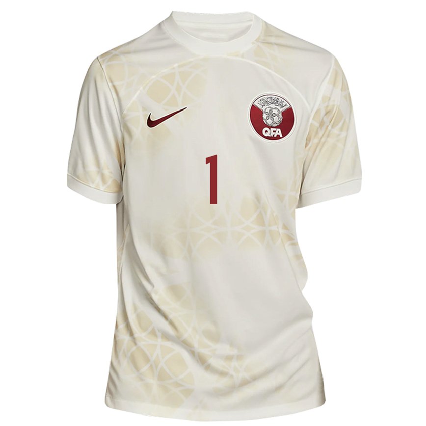 Hombre Camiseta Catar Saad Al Sheeb #1 Beis Dorado 2ª Equipación 22-24 Perú