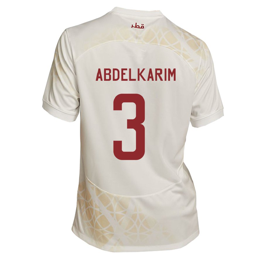 Hombre Camiseta Catar Abdelkarim Hassan #3 Beis Dorado 2ª Equipación 22-24 Perú