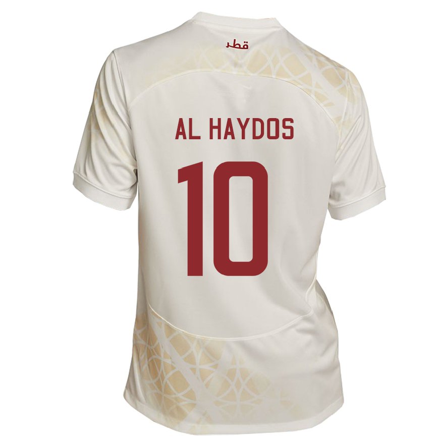 Hombre Camiseta Catar Hasan Al Haydos #10 Beis Dorado 2ª Equipación 22-24 Perú