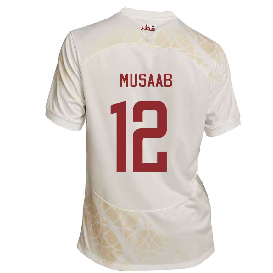 Hombre Camiseta Catar Musaab Khidir #12 Beis Dorado 2ª Equipación 22-24 Perú