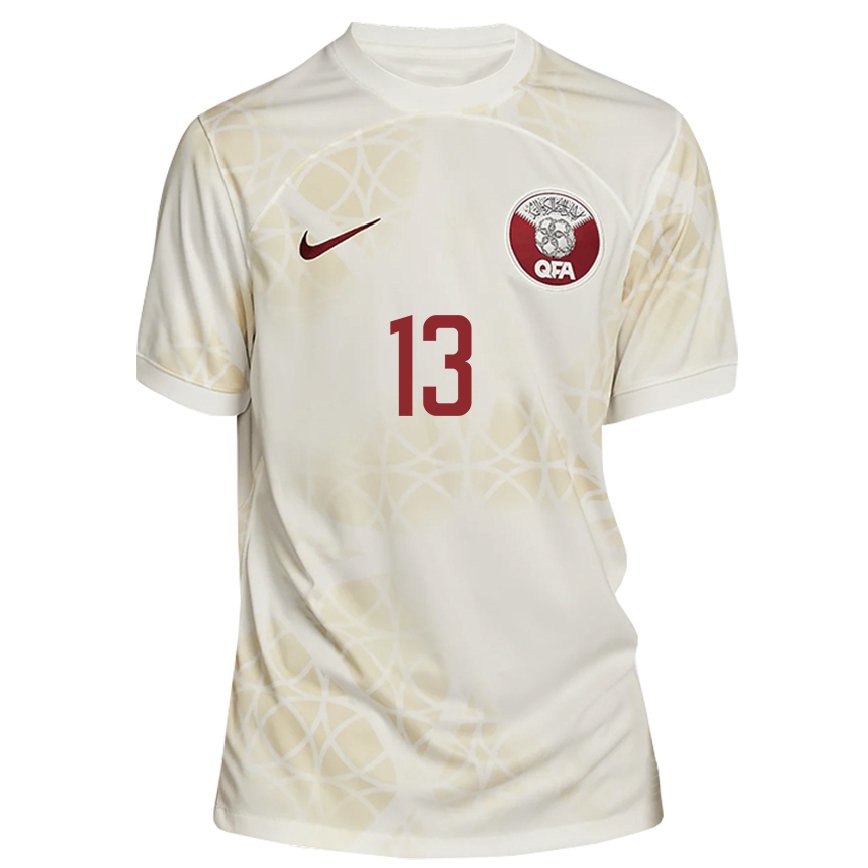 Hombre Camiseta Catar Hazem Shehata #13 Beis Dorado 2ª Equipación 22-24 Perú