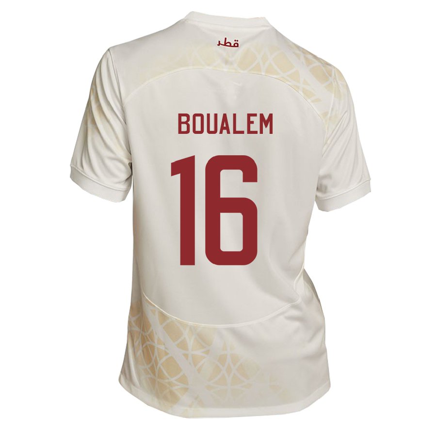 Hombre Camiseta Catar Boualem Khoukhi #16 Beis Dorado 2ª Equipación 22-24 Perú