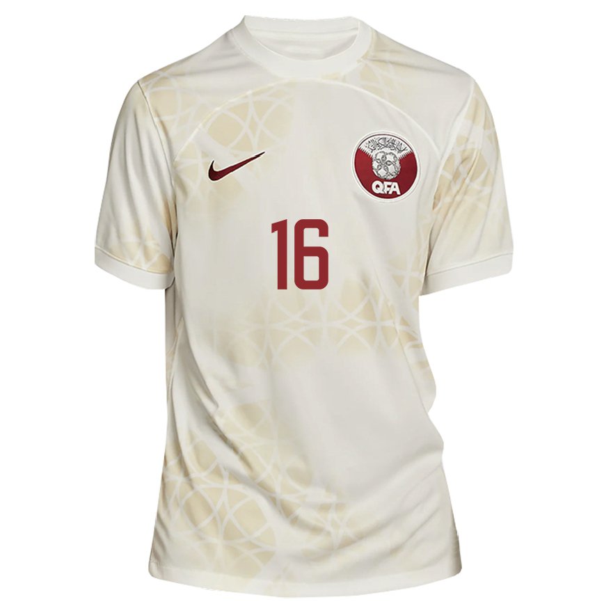 Hombre Camiseta Catar Boualem Khoukhi #16 Beis Dorado 2ª Equipación 22-24 Perú