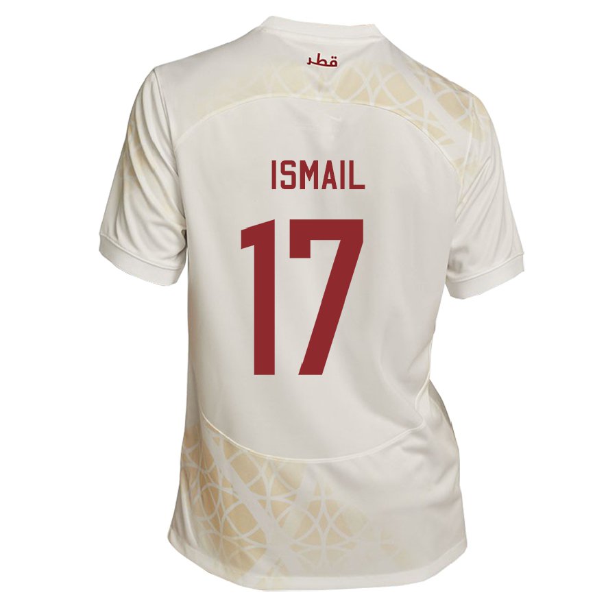 Hombre Camiseta Catar Ismail Mohamad #17 Beis Dorado 2ª Equipación 22-24 Perú