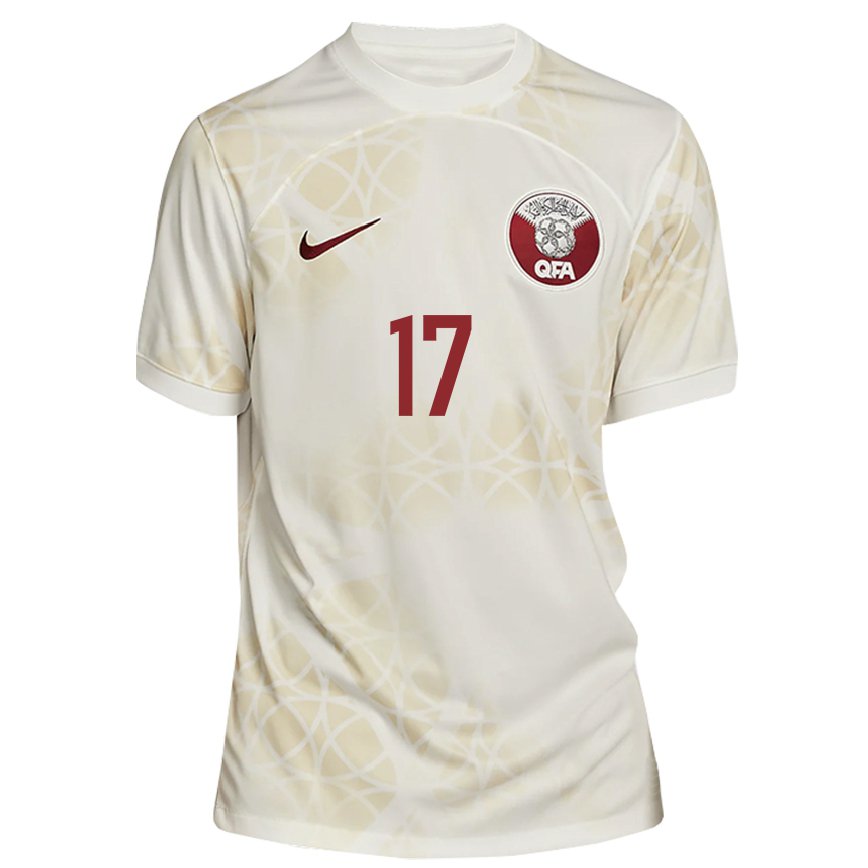 Hombre Camiseta Catar Ismail Mohamad #17 Beis Dorado 2ª Equipación 22-24 Perú