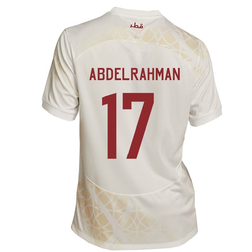 Hombre Camiseta Catar Abdelrahman Fahmi Moustafa #17 Beis Dorado 2ª Equipación 22-24 Perú