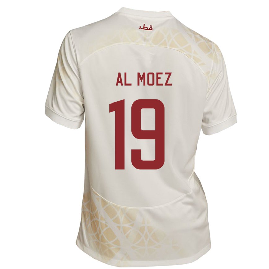 Hombre Camiseta Catar Almoez Ali #19 Beis Dorado 2ª Equipación 22-24 Perú