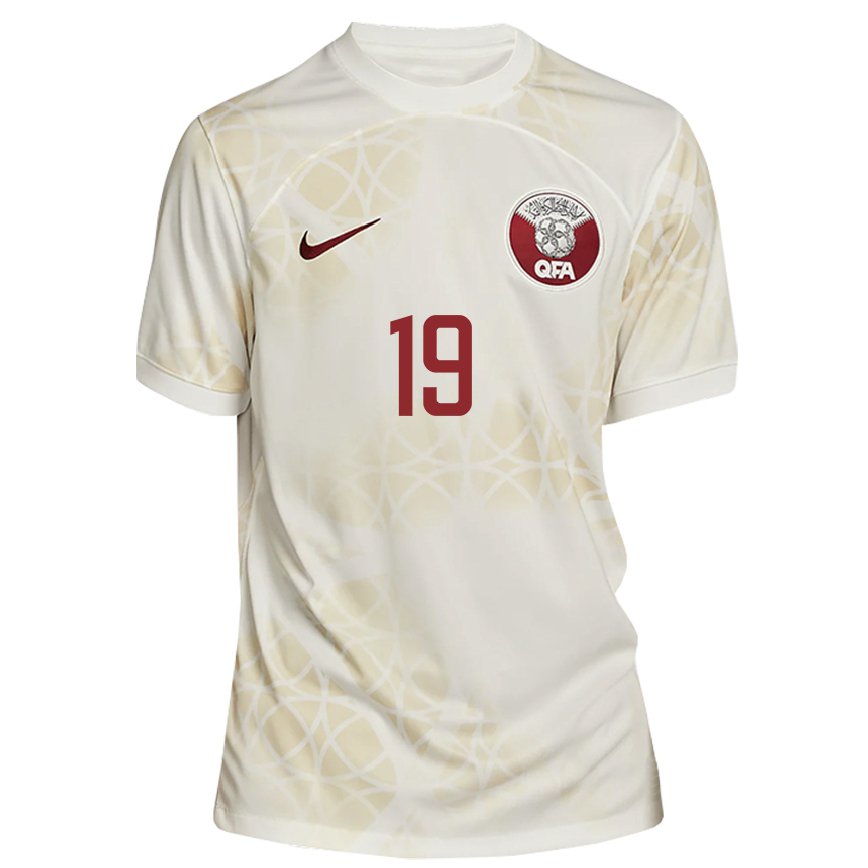 Hombre Camiseta Catar Almoez Ali #19 Beis Dorado 2ª Equipación 22-24 Perú