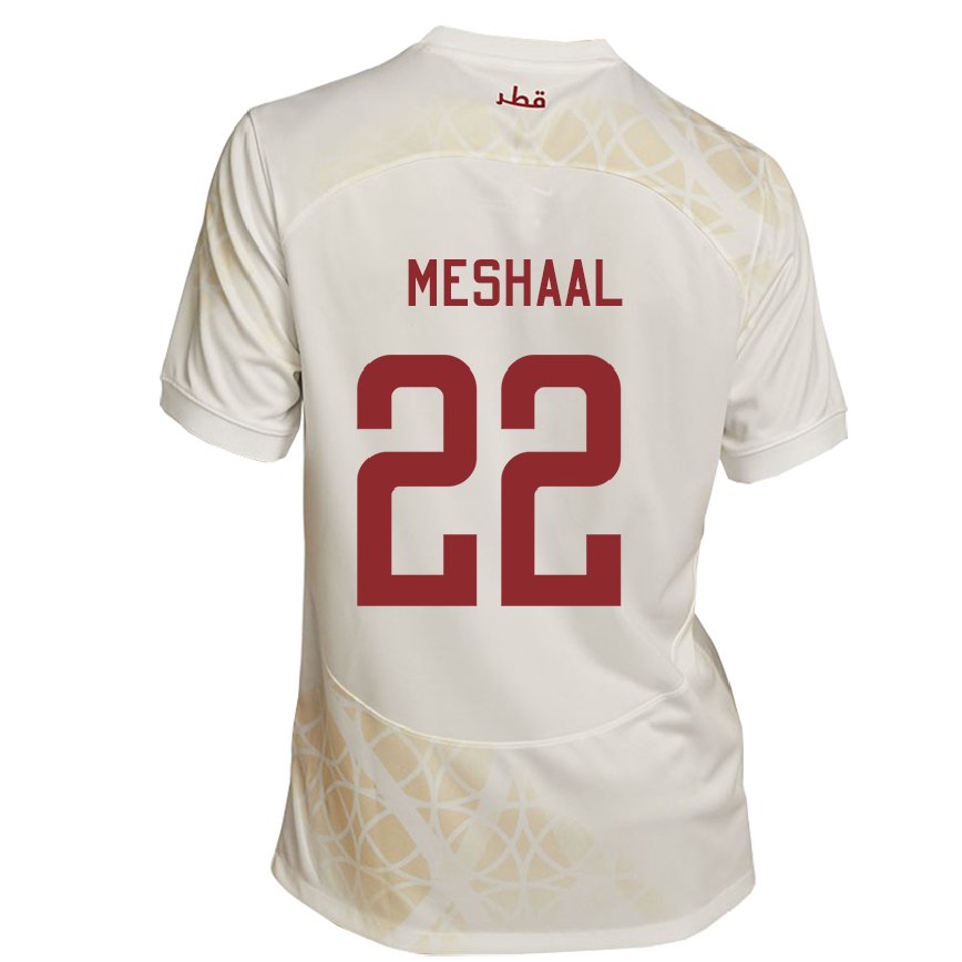 Hombre Camiseta Catar Meshaal Barsham #22 Beis Dorado 2ª Equipación 22-24 Perú