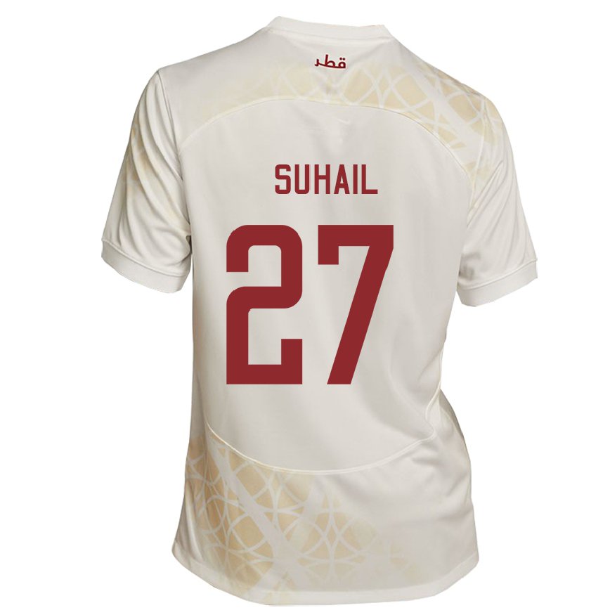 Hombre Camiseta Catar Ahmed Suhail #27 Beis Dorado 2ª Equipación 22-24 Perú