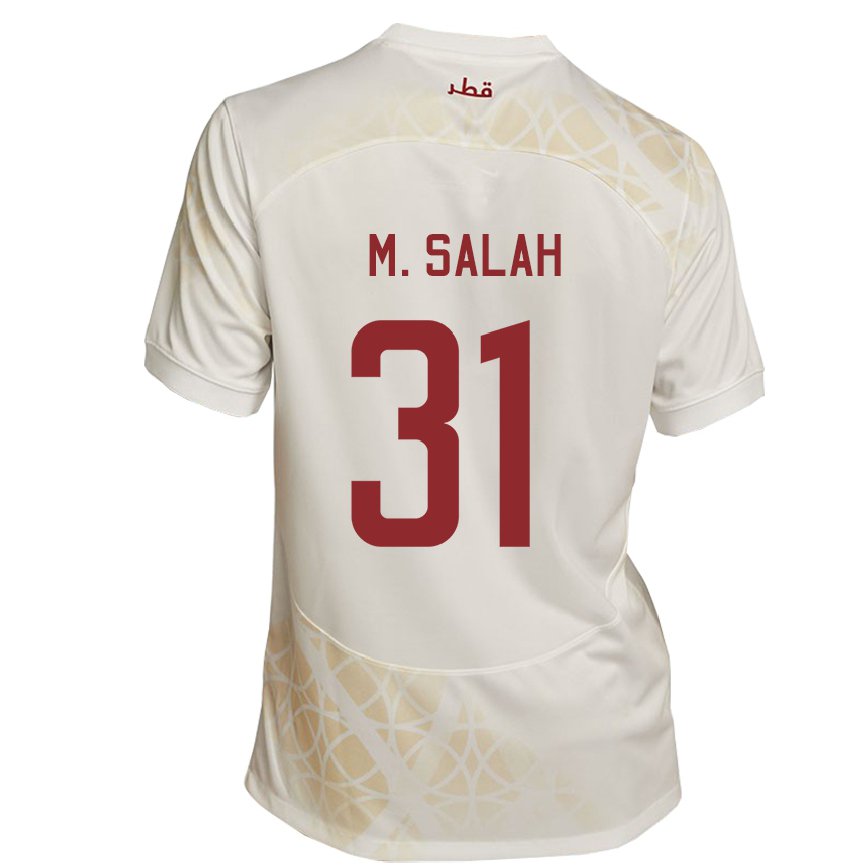 Hombre Camiseta Catar Salah Zakaria #31 Beis Dorado 2ª Equipación 22-24 Perú