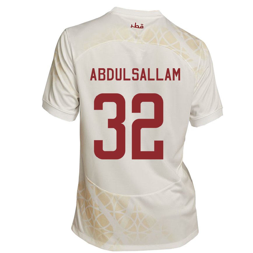 Hombre Camiseta Catar Jassem Gaber Abdulsallam #32 Beis Dorado 2ª Equipación 22-24 Perú