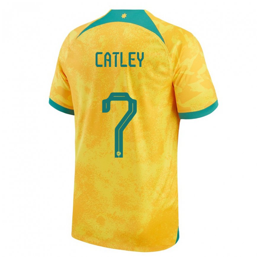 Niño Camiseta Australia Stephanie Catley #7 Dorado 1ª Equipación 22-24 Perú