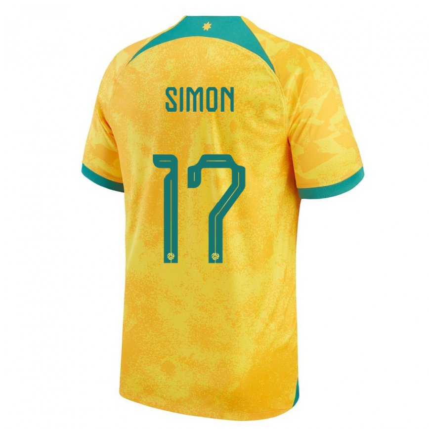 Niño Camiseta Australia Kyah Simon #17 Dorado 1ª Equipación 22-24 Perú