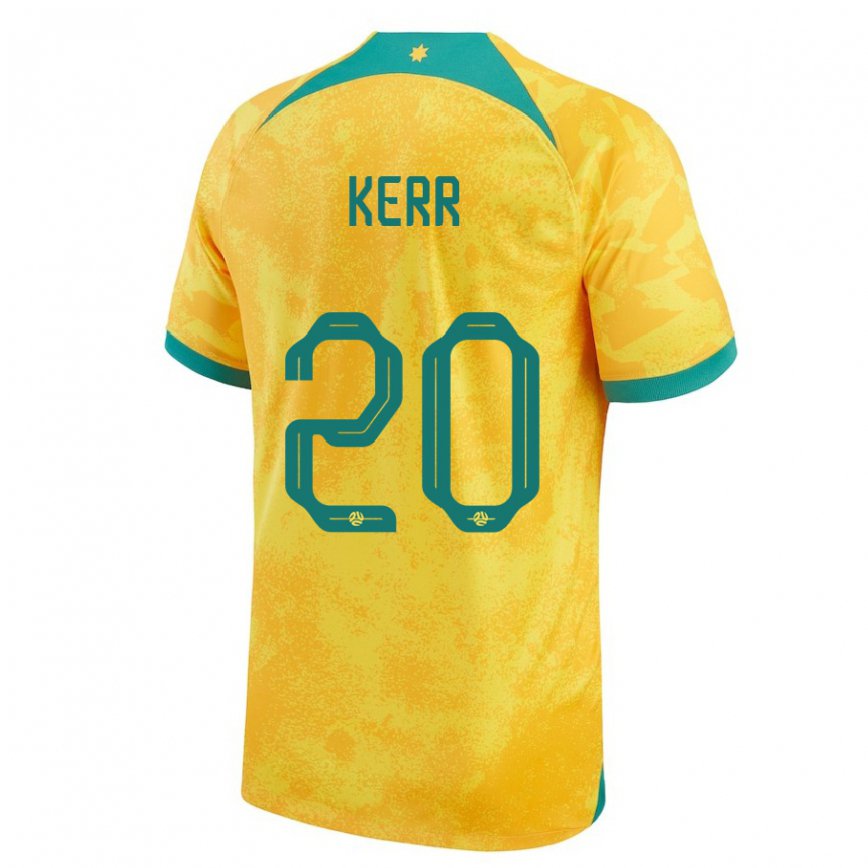 Niño Camiseta Australia Sam Kerr #20 Dorado 1ª Equipación 22-24 Perú