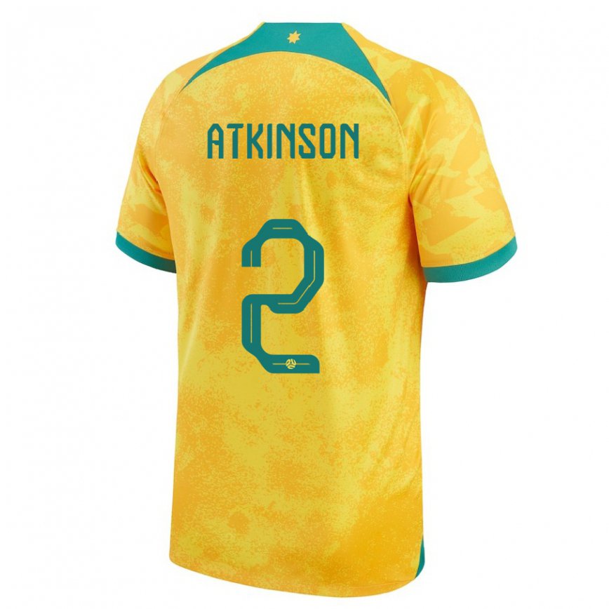 Niño Camiseta Australia Nathaniel Atkinson #2 Dorado 1ª Equipación 22-24 Perú