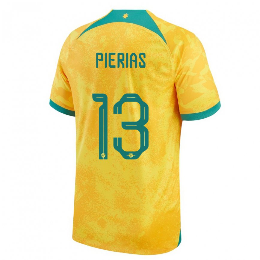 Niño Camiseta Australia Dylan Pierias #13 Dorado 1ª Equipación 22-24 Perú