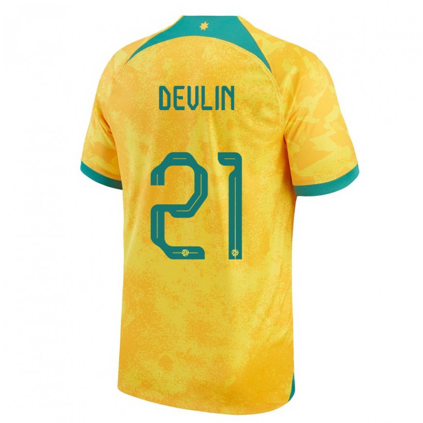 Niño Camiseta Australia Cameron Devlin #21 Dorado 1ª Equipación 22-24 Perú