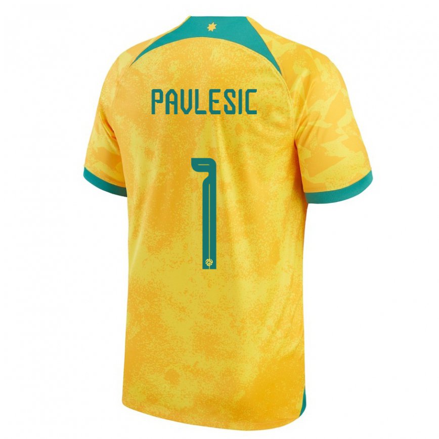 Niño Camiseta Australia Adam Pavlesic #1 Dorado 1ª Equipación 22-24 Perú