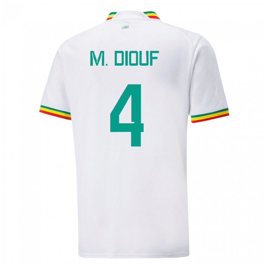 Niño Camiseta Senegal Mame Diarra Diouf #4 Blanco 1ª Equipación 22-24 Perú