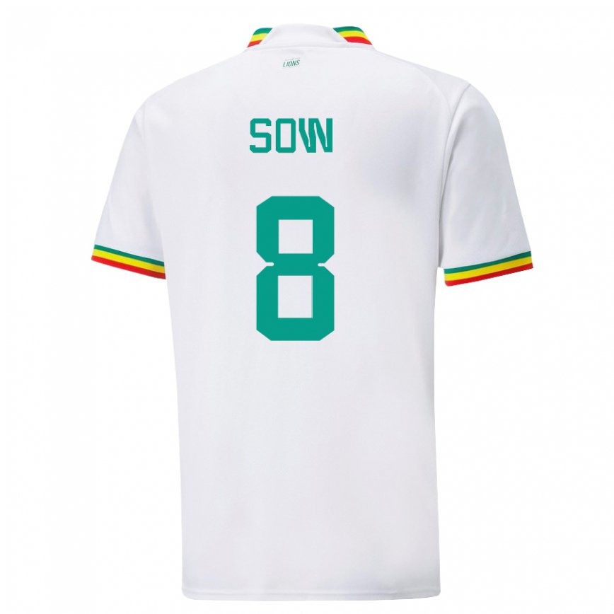 Niño Camiseta Senegal Mbayang Sow #8 Blanco 1ª Equipación 22-24 Perú