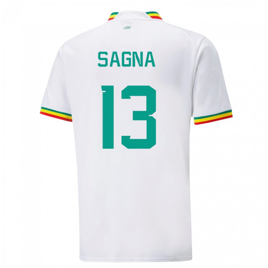 Niño Camiseta Senegal Jeannette Sagna #13 Blanco 1ª Equipación 22-24 Perú