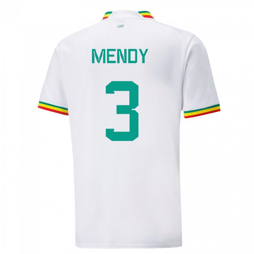 Niño Camiseta Senegal Formose Mendy #3 Blanco 1ª Equipación 22-24 Perú