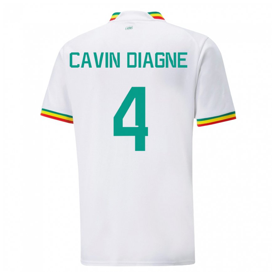 Niño Camiseta Senegal Cavin Diagne #4 Blanco 1ª Equipación 22-24 Perú