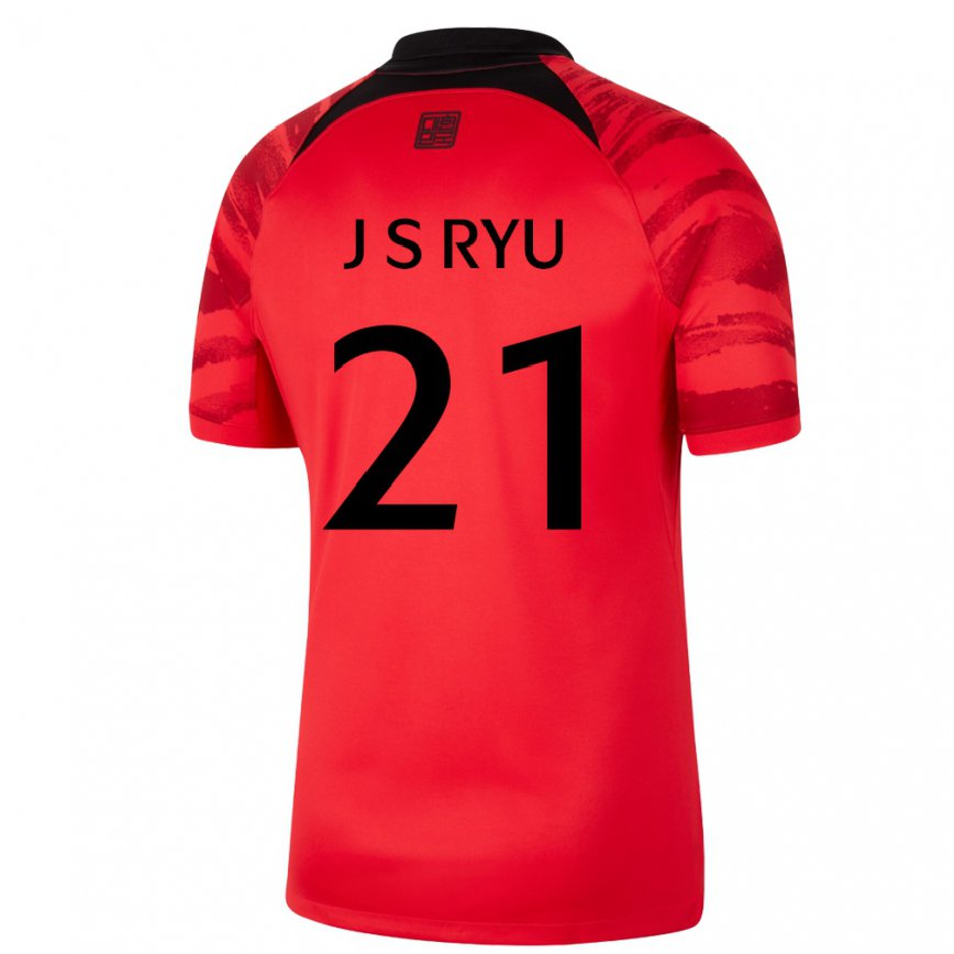 Niño Camiseta Corea Del Sur Ryu Ji Soo #21 Negro Rojo 1ª Equipación 22-24 Perú