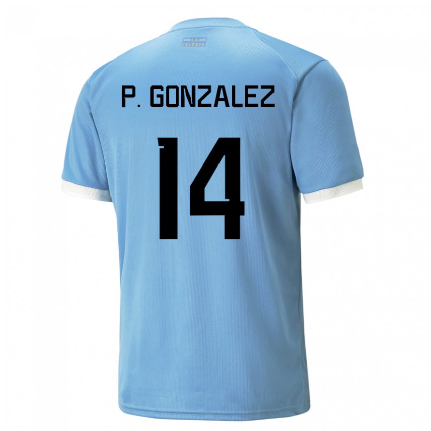 Niño Camiseta Uruguay Pilar Gonzalez #14 Azul 1ª Equipación 22-24 Perú