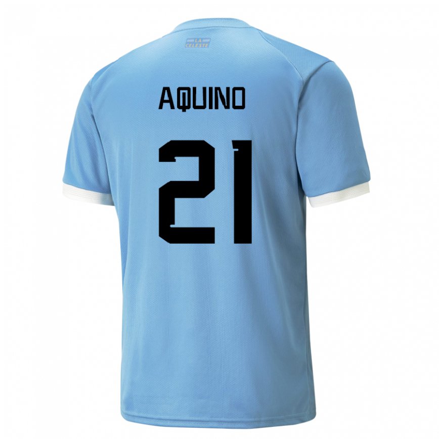 Niño Camiseta Uruguay Belen Aquino #21 Azul 1ª Equipación 22-24 Perú