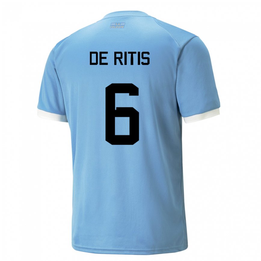 Niño Camiseta Uruguay Mathias De Ritis #6 Azul 1ª Equipación 22-24 Perú