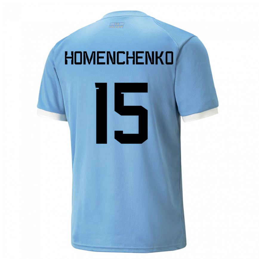 Niño Camiseta Uruguay Santiago Homenchenko #15 Azul 1ª Equipación 22-24 Perú