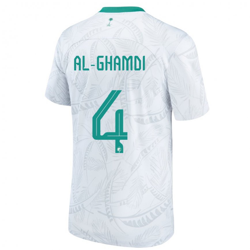 Niño Camiseta Arabia Saudita Talah Al Ghamdi #4 Blanco 1ª Equipación 22-24 Perú