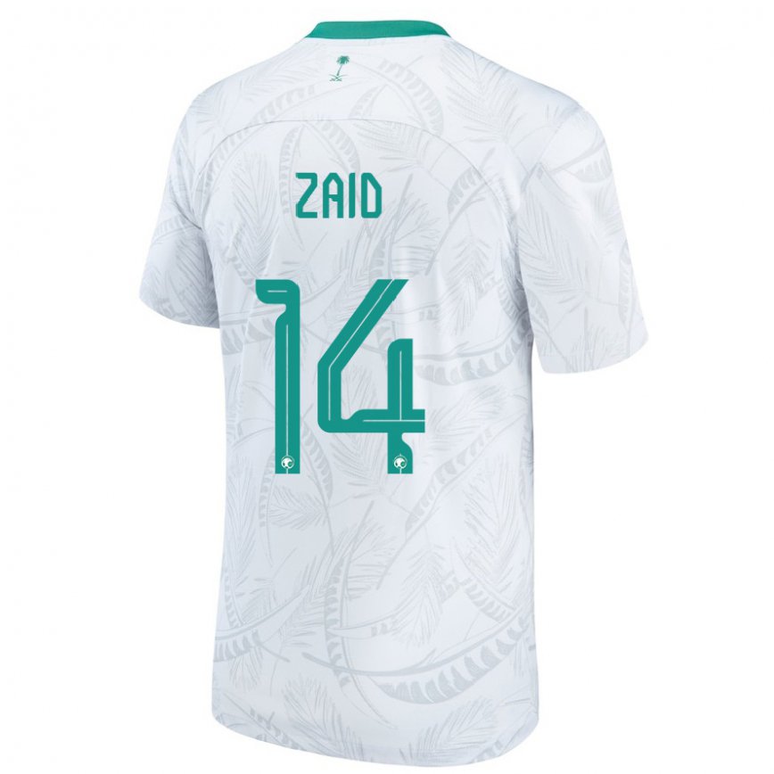 Niño Camiseta Arabia Saudita Abdullah Zaid #14 Blanco 1ª Equipación 22-24 Perú