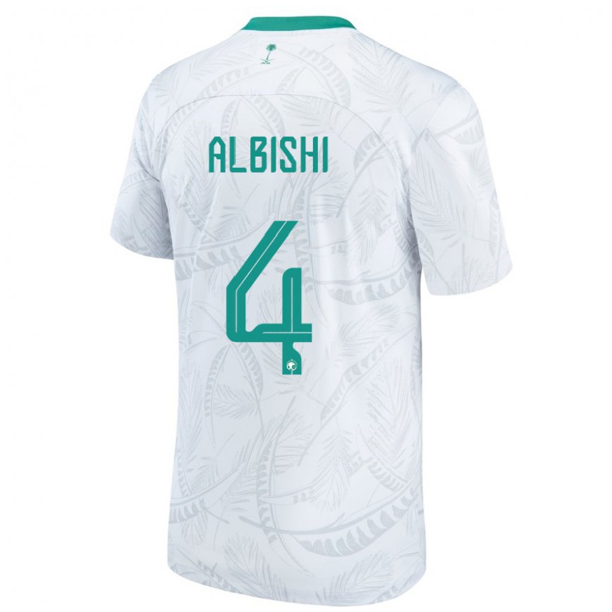 Niño Camiseta Arabia Saudita Abdullah Albishi #4 Blanco 1ª Equipación 22-24 Perú