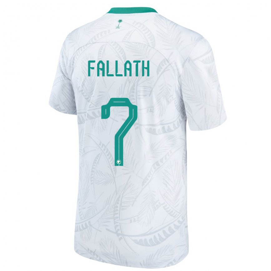 Niño Camiseta Arabia Saudita Fahad Fallath #7 Blanco 1ª Equipación 22-24 Perú